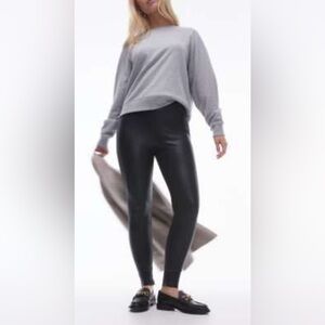 Topshop Hourglass skinny faux leather pants in black